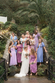 pastel coloured bridesmaids dresses