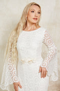 Load image into Gallery viewer, bohemian lace wedding dress with bell sleeves