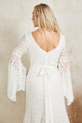 Load image into Gallery viewer, bohemian lace wedding dress with bell sleeves
