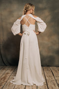Load image into Gallery viewer, cowl neck wedding dress with detachable sleeves