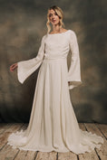 Load image into Gallery viewer, modern bohemian wedding dress with bell sleeves