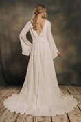 Load image into Gallery viewer, modern bohemian wedding dress with bell sleeves