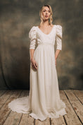 Load image into Gallery viewer, modern boho wedding dress with leg of mutton sleeves
