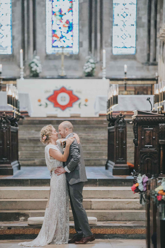 Bride and groom in a church