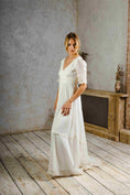 Load image into Gallery viewer, model wearing a wedding dress perfect for rustic weddings
