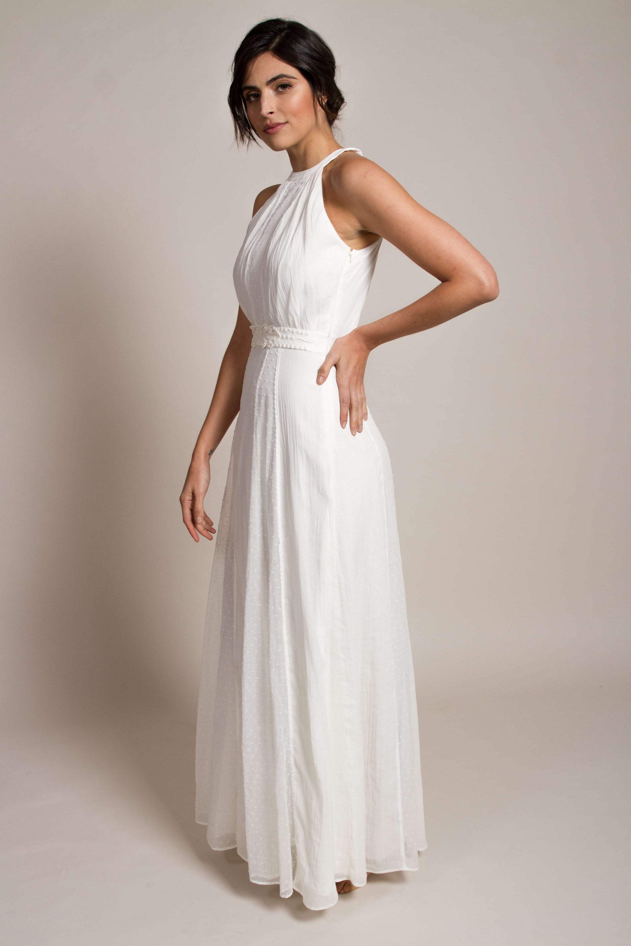 minimalist halterneck wedding dress