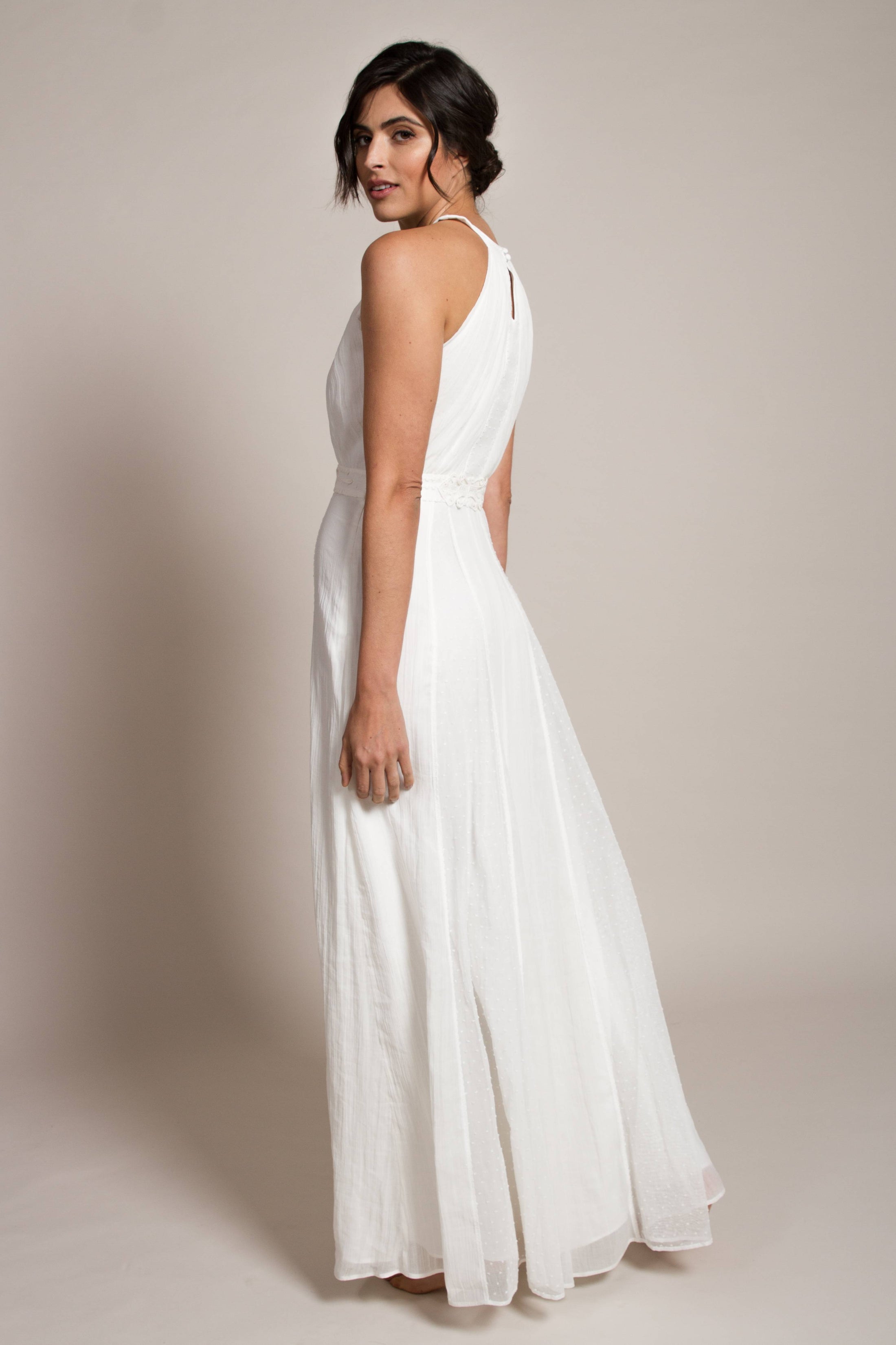 minimalist halterneck wedding dress