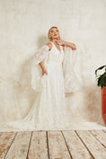 Load image into Gallery viewer, star lace wedding dress with detachable sleeves
