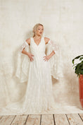 Load image into Gallery viewer, star lace wedding dress with detachable sleeves
