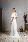 Load image into Gallery viewer, sustainable wedding dress with flutter sleeves
