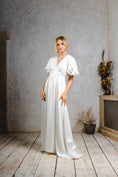 Load image into Gallery viewer, sustainable wedding dress with flutter sleeves
