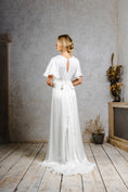 Load image into Gallery viewer, sustainable wedding dress with flutter sleeves
