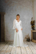 Load image into Gallery viewer, model wearing a whimsical wedding dress perfect for an outdoor wedding
